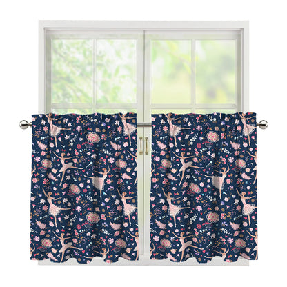 Floral Ballet Pattern Print Tier Curtains