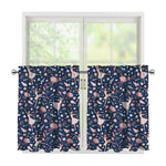 Floral Ballet Pattern Print Tier Curtains
