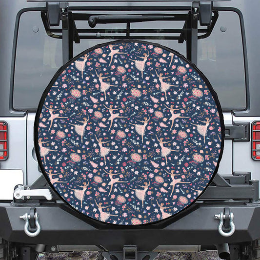 Floral Ballet Pattern Print Tire Cover