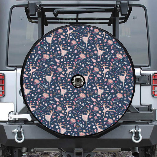 Floral Ballet Pattern Print Tire Cover With Camera Hole