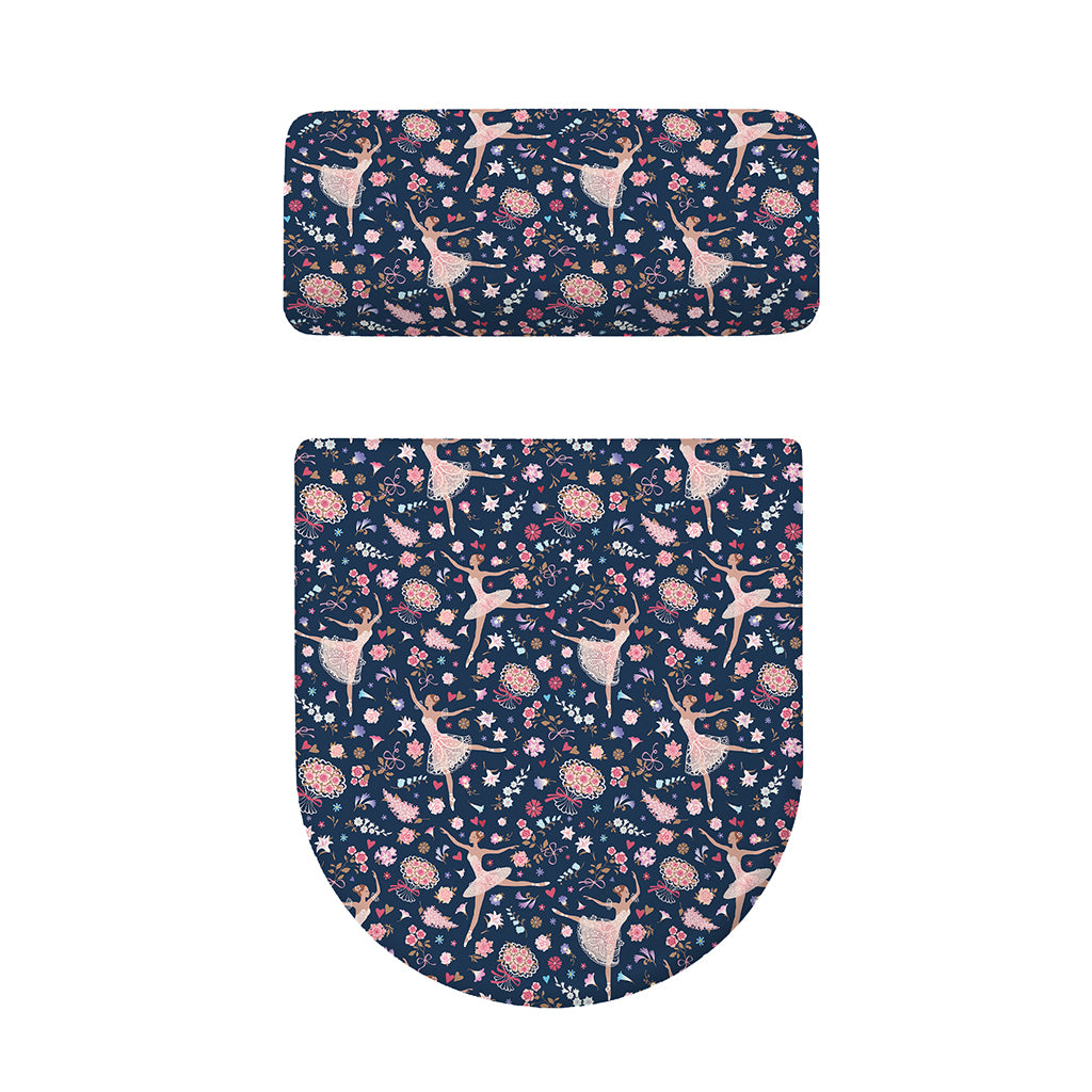 Floral Ballet Pattern Print Toilet Lid And Tank Cover Set
