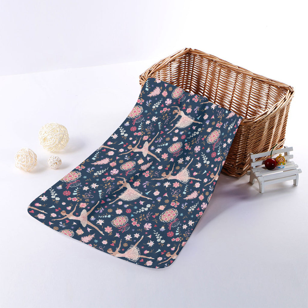 Floral Ballet Pattern Print Towel