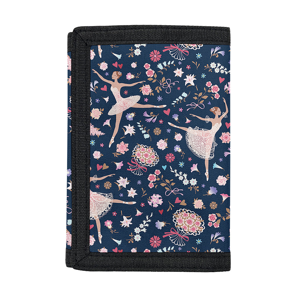 Floral Ballet Pattern Print Trifold Wallet