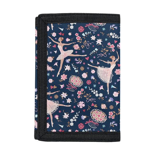 Floral Ballet Pattern Print Trifold Wallet
