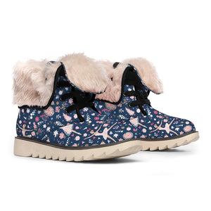 Floral Ballet Pattern Print Winter Boots