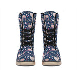 Floral Ballet Pattern Print Winter Boots