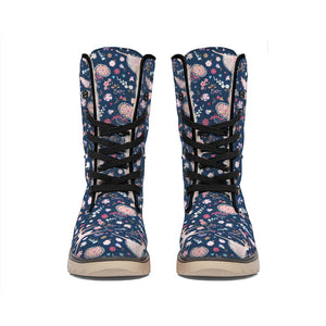 Floral Ballet Pattern Print Winter Boots