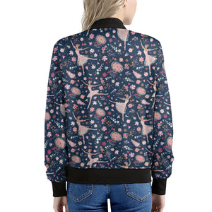 Floral Ballet Pattern Print Women's Bomber Jacket