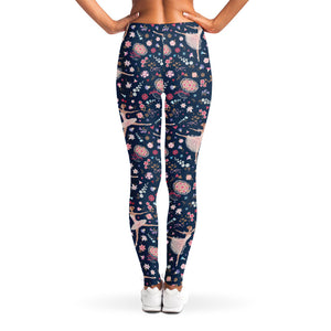 Floral Ballet Pattern Print Women's Leggings