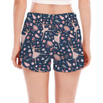 Floral Ballet Pattern Print Women's Split Running Shorts