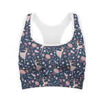 Floral Ballet Pattern Print Women's Sports Bra