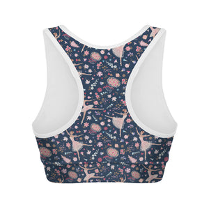 Floral Ballet Pattern Print Women's Sports Bra