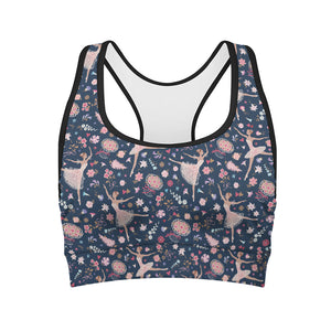 Floral Ballet Pattern Print Women's Sports Bra