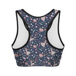 Floral Ballet Pattern Print Women's Sports Bra