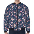 Floral Ballet Pattern Print Zip Sleeve Bomber Jacket