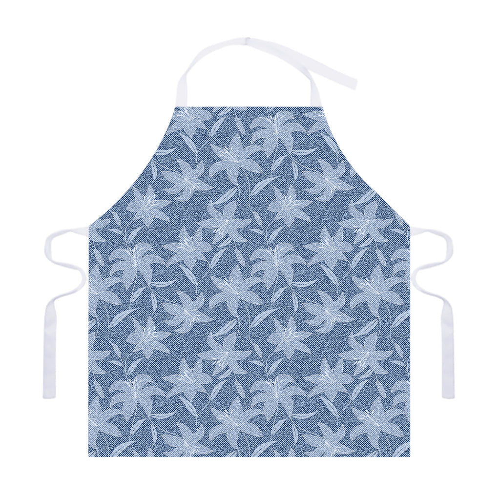 Floral Denim Jeans Pattern Print Adjustable Apron