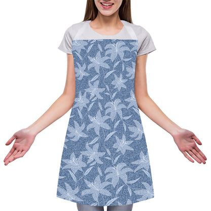 Floral Denim Jeans Pattern Print Adjustable Apron