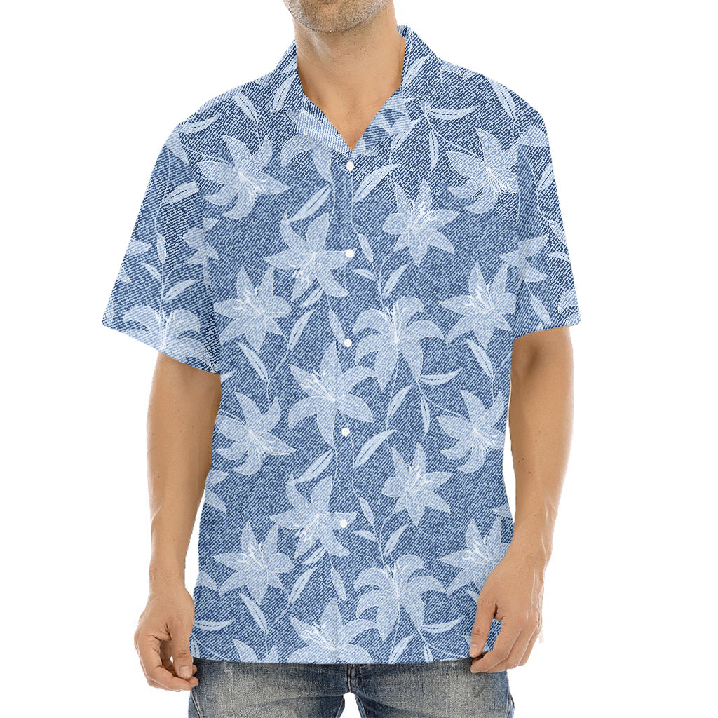 Floral Denim Jeans Pattern Print Aloha Shirt