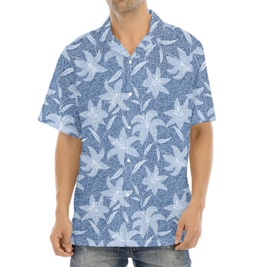 Floral Denim Jeans Pattern Print Aloha Shirt