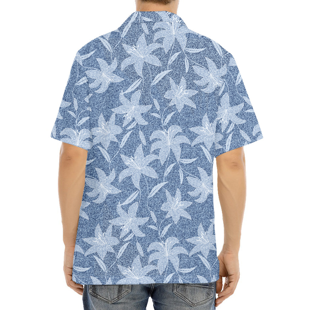 Floral Denim Jeans Pattern Print Aloha Shirt