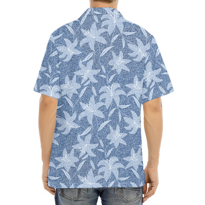 Floral Denim Jeans Pattern Print Aloha Shirt