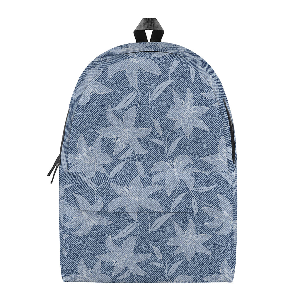 Floral Denim Jeans Pattern Print Backpack