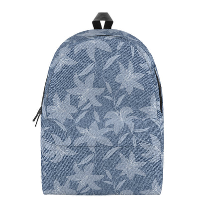 Floral Denim Jeans Pattern Print Backpack