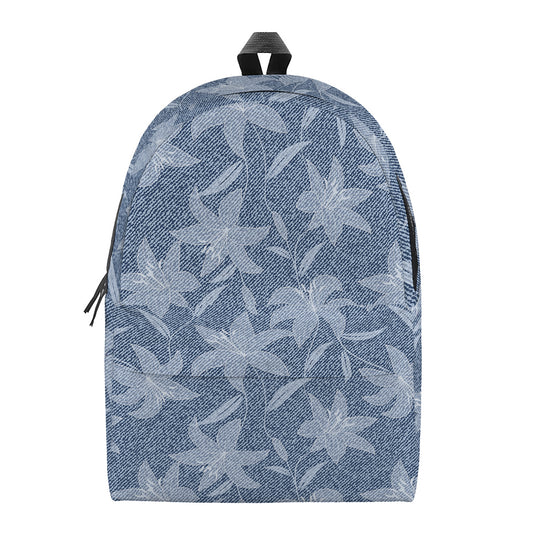 Floral Denim Jeans Pattern Print Backpack