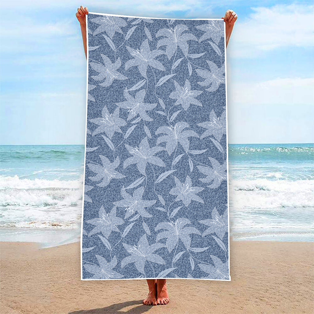 Floral Denim Jeans Pattern Print Beach Towel