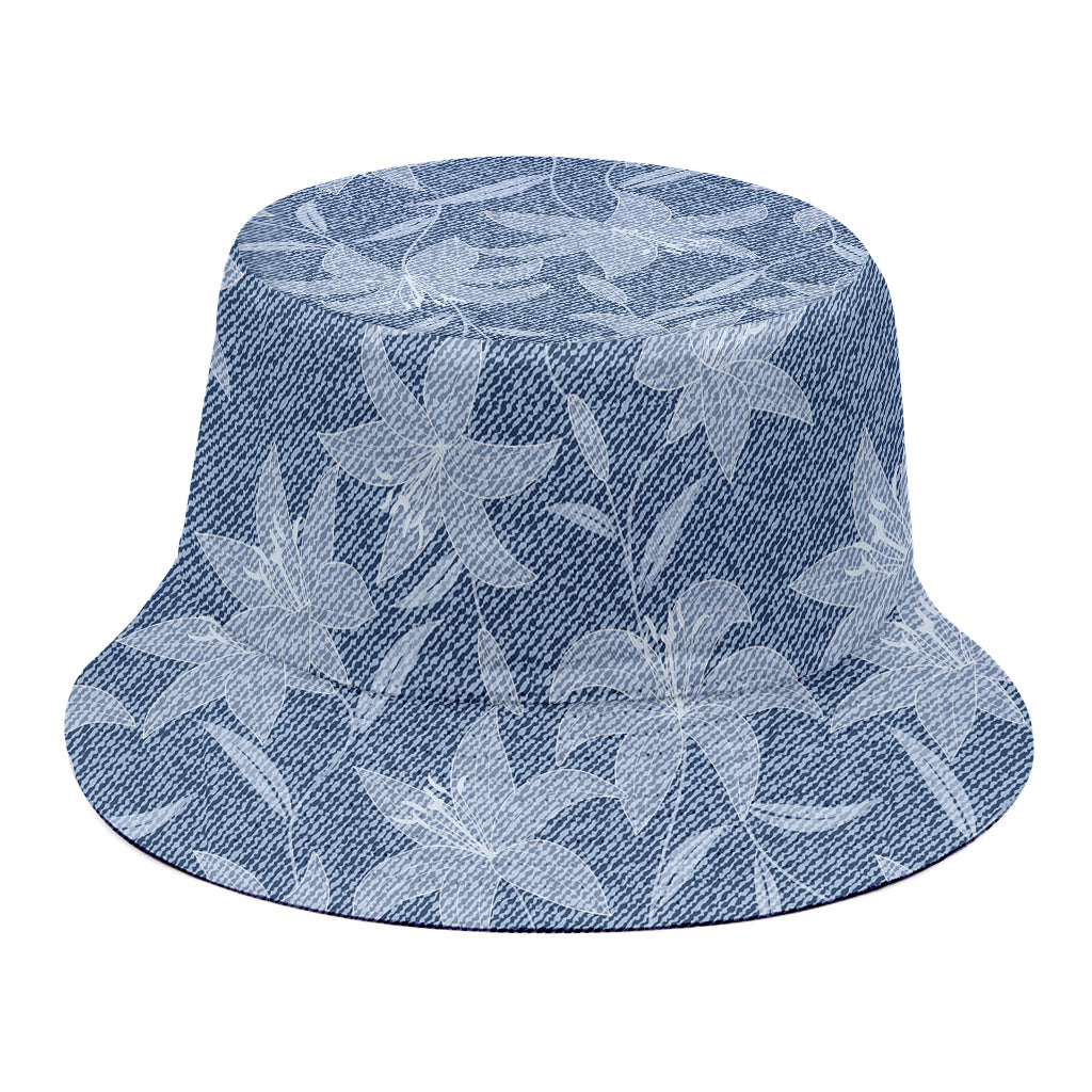 Floral Denim Jeans Pattern Print Bucket Hat