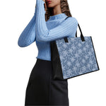 Floral Denim Jeans Pattern Print Canvas Tote Bag
