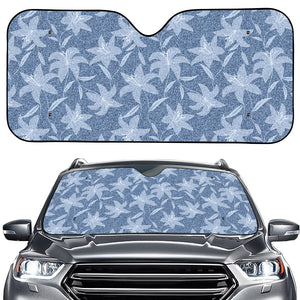 Floral Denim Jeans Pattern Print Car Windshield Sun Shade