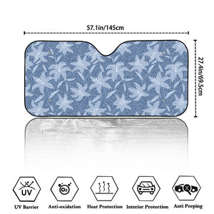 Floral Denim Jeans Pattern Print Car Windshield Sun Shade