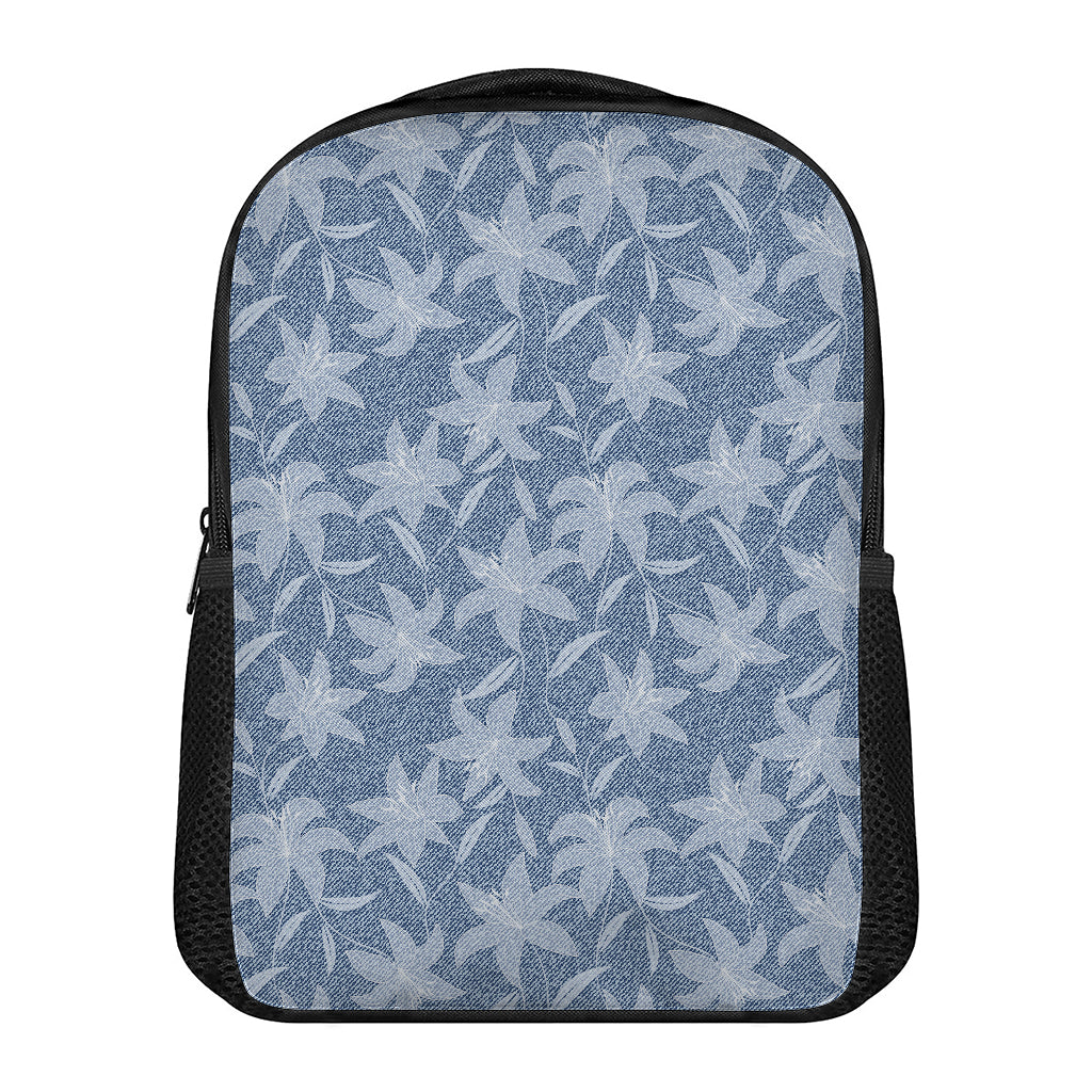 Floral Denim Jeans Pattern Print Casual Backpack