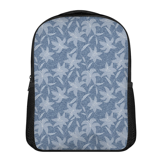 Floral Denim Jeans Pattern Print Casual Backpack
