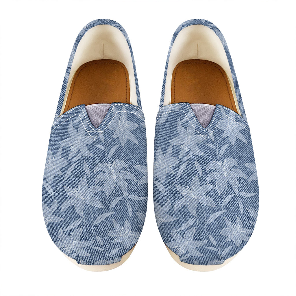 Floral Denim Jeans Pattern Print Casual Shoes