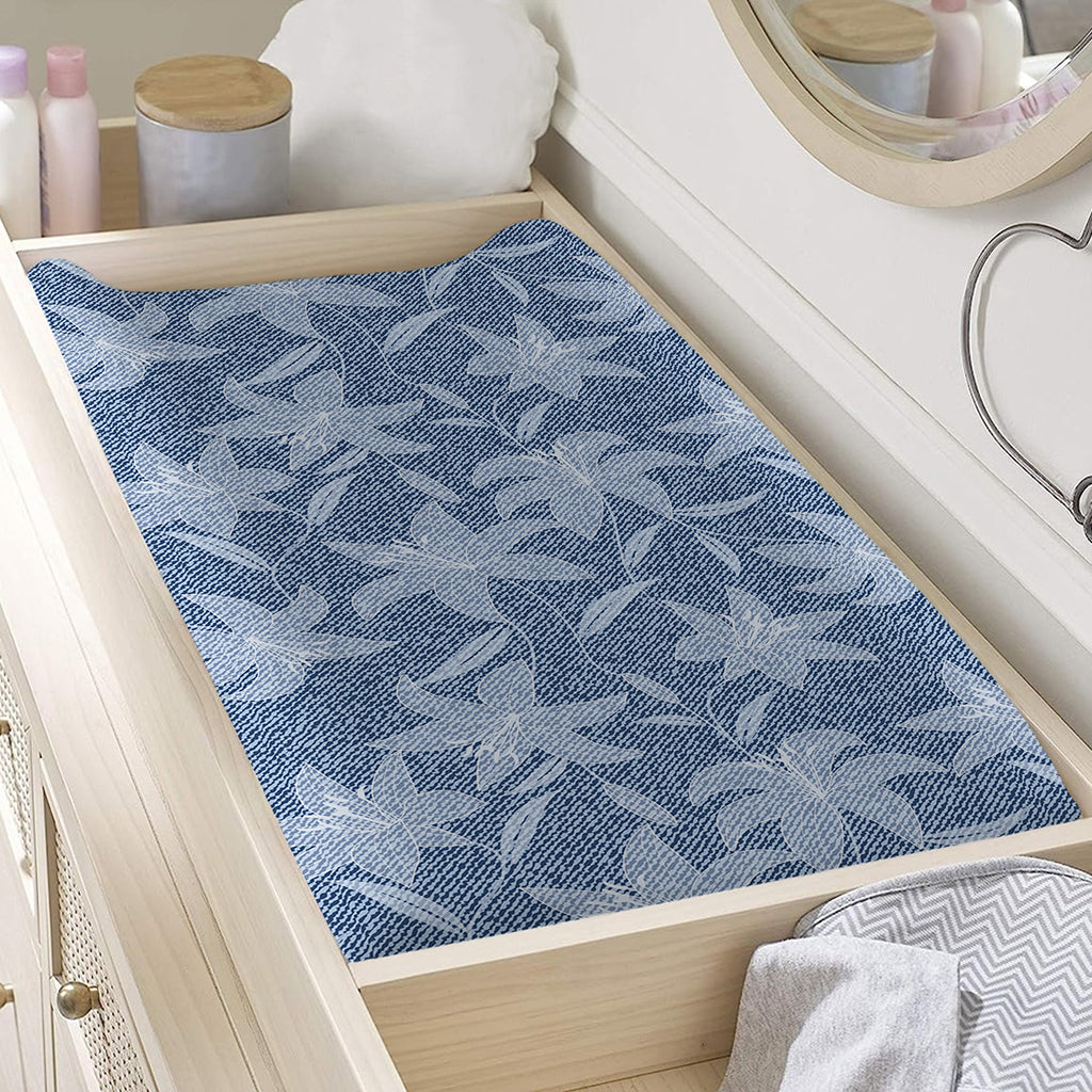 Floral Denim Jeans Pattern Print Changing Pad Cover