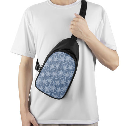 Floral Denim Jeans Pattern Print Chest Bag