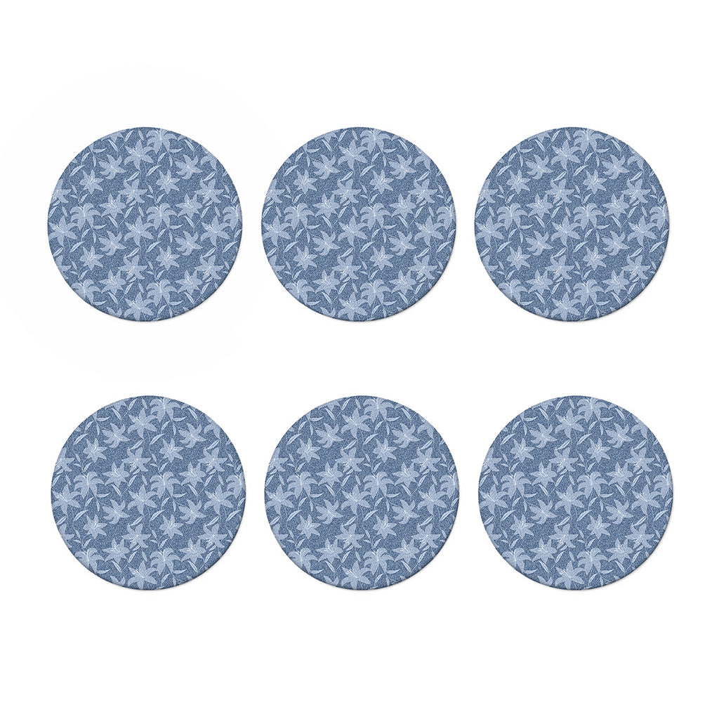 Floral Denim Jeans Pattern Print Coaster Set