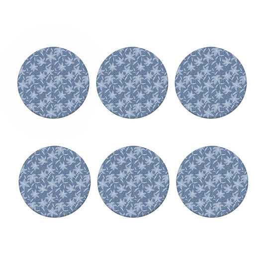 Floral Denim Jeans Pattern Print Coaster Set