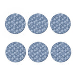 Floral Denim Jeans Pattern Print Coaster Set