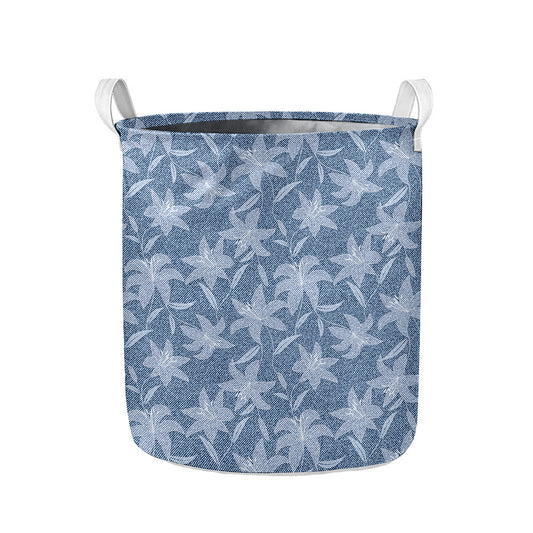 Floral Denim Jeans Pattern Print Collapsible Laundry Basket