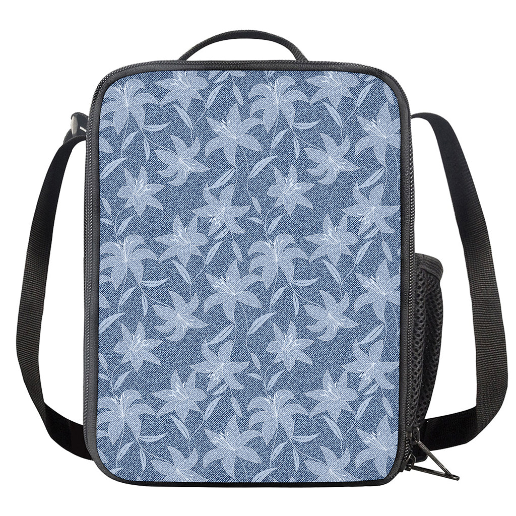 Floral Denim Jeans Pattern Print Crossbody Lunch Bag