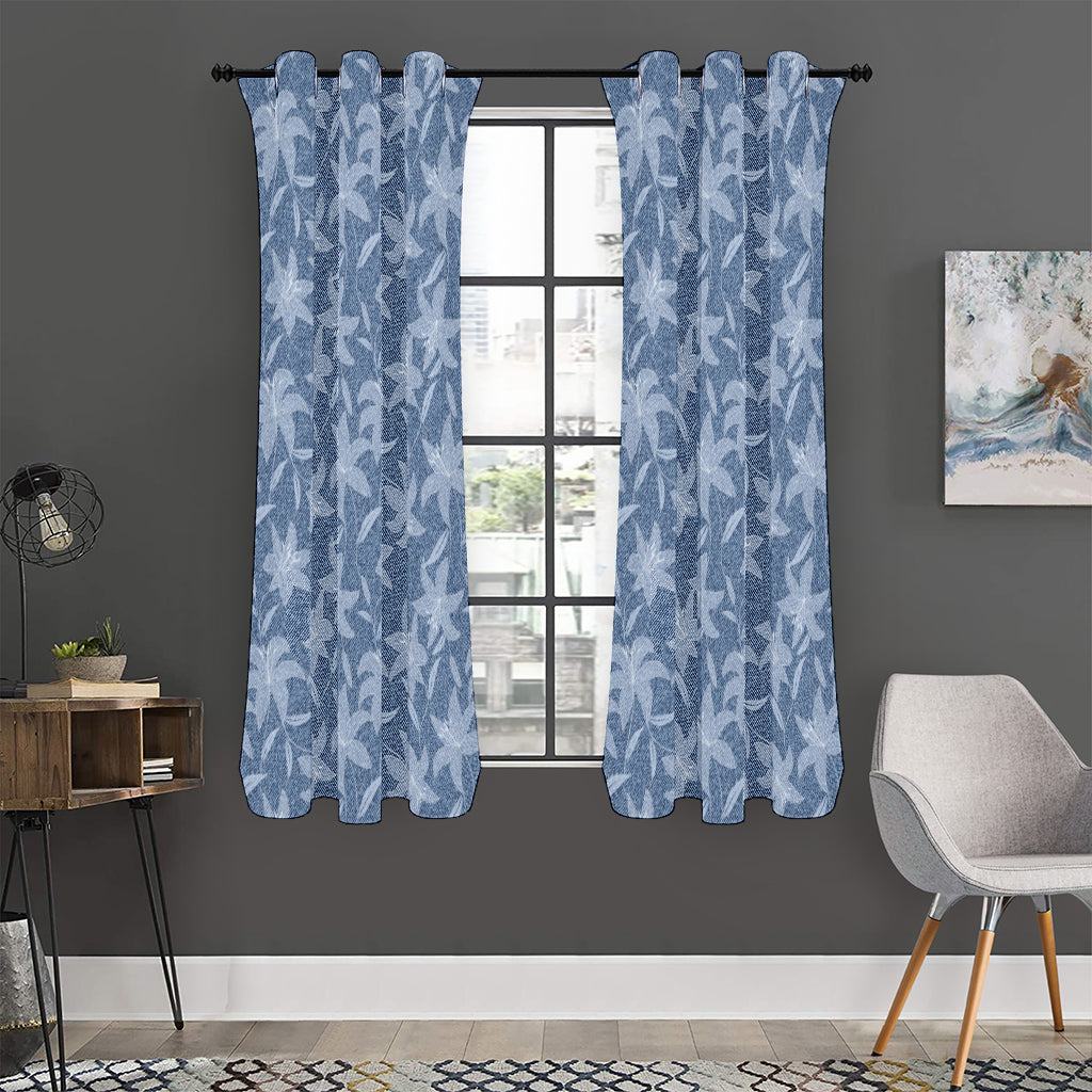 Floral Denim Jeans Pattern Print Curtain