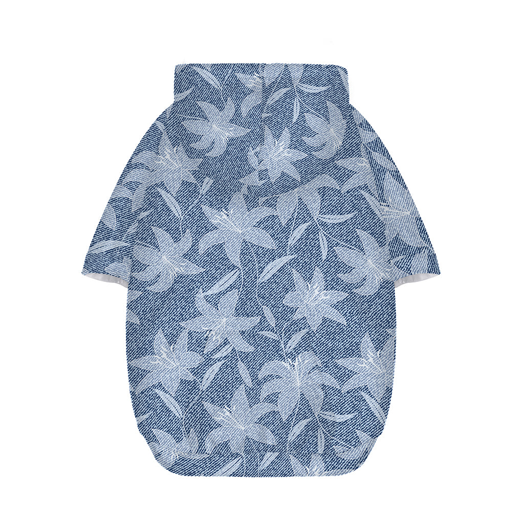 Floral Denim Jeans Pattern Print Dog Zip Up Hoodie