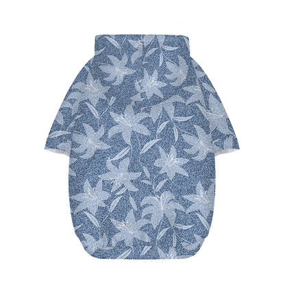 Floral Denim Jeans Pattern Print Dog Zip Up Hoodie