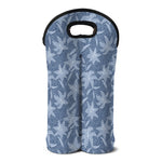 Floral Denim Jeans Pattern Print Double Neoprene Wine Tote