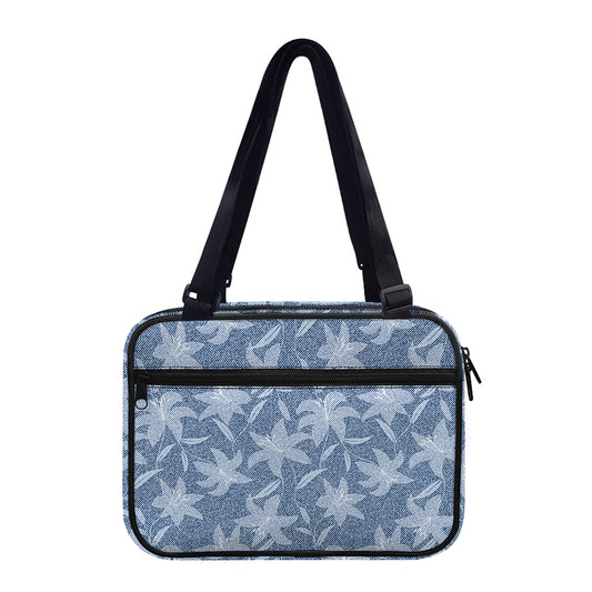 Floral Denim Jeans Pattern Print Double Strap Bible Bag