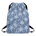 Floral Denim Jeans Pattern Print Drawstring Backpack