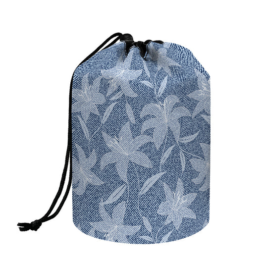 Floral Denim Jeans Pattern Print Drawstring Makeup Bag